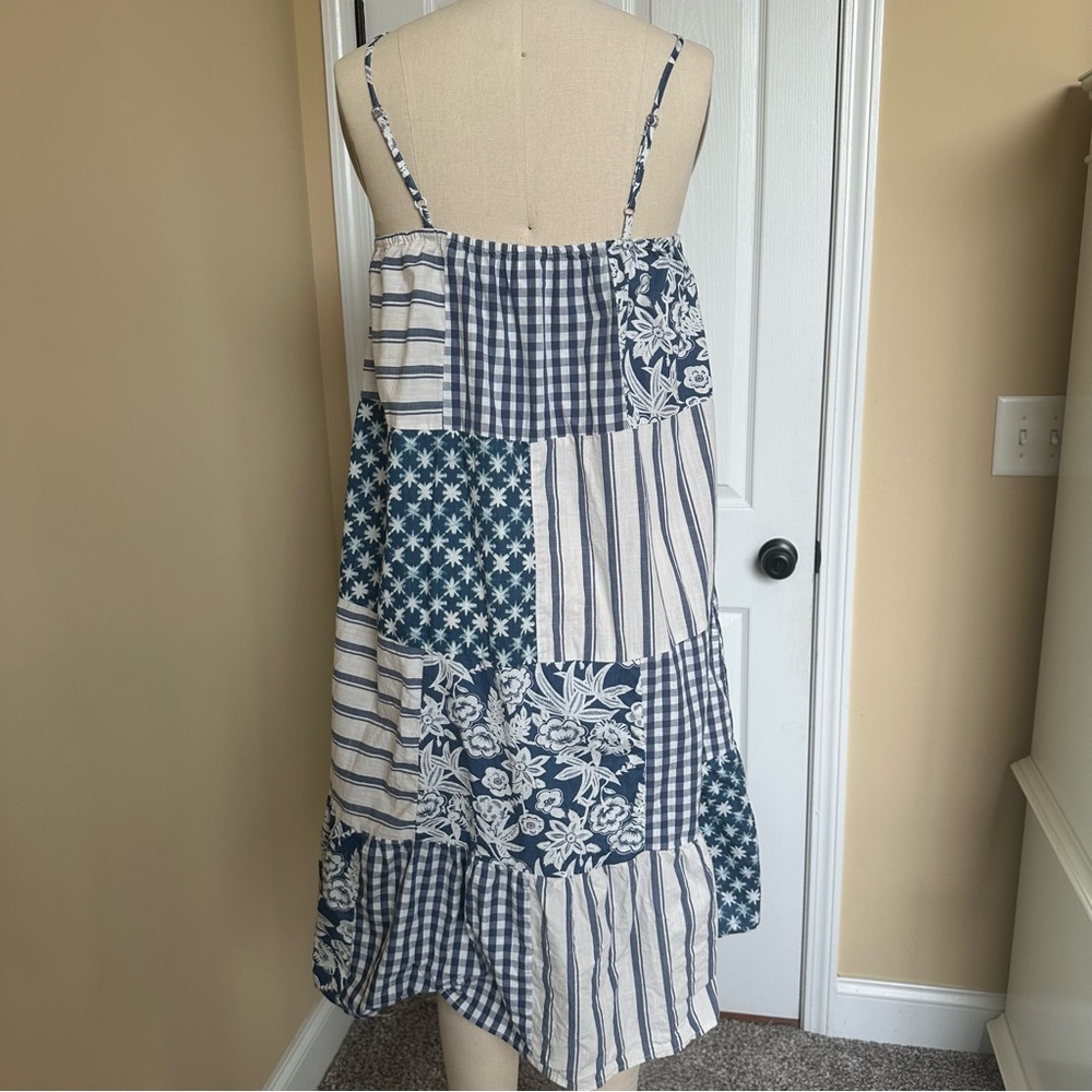 Cat & Jack Girl's Sleeveless Blue and White Patchwork Dress Size 14/16 XL - Picture 5 of 9